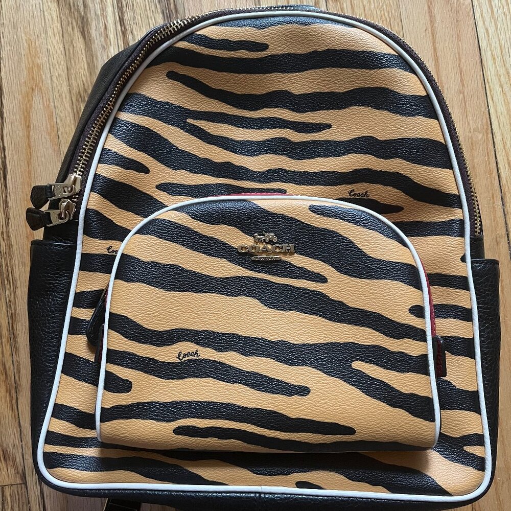 BNWT Coach Backpack With Tiger Print yellow and black